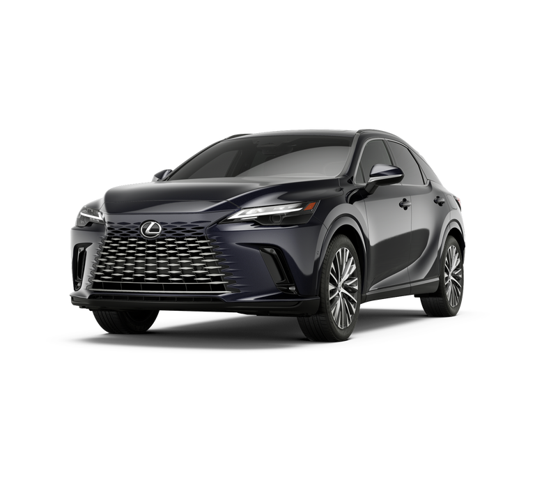 2026 Lexus RX HYBRID RX 350h PREMIUM+ AWD in Caviar — front three-quarter view