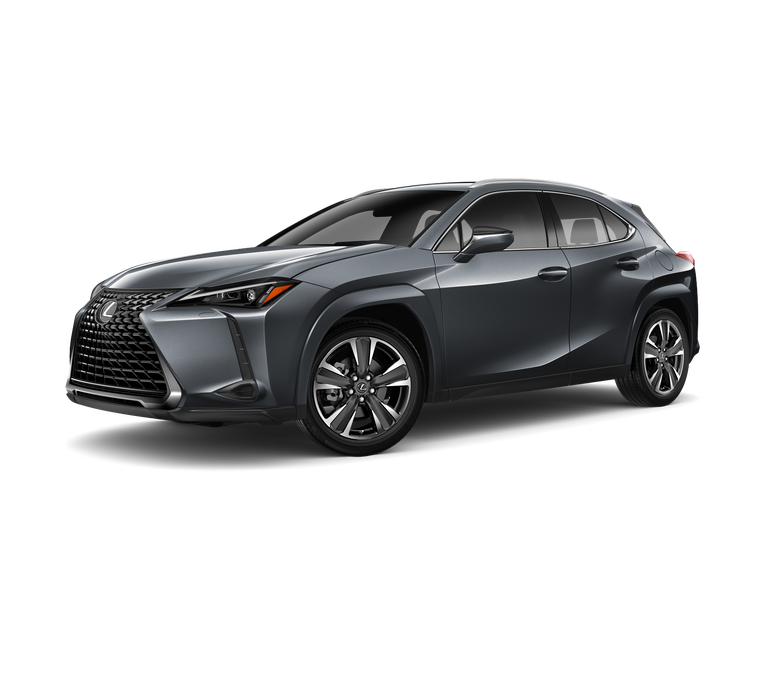 2026 Lexus UX HYBRID UX 300h PREMIUM AWD in Cloudburst Gray — front three-quarter view